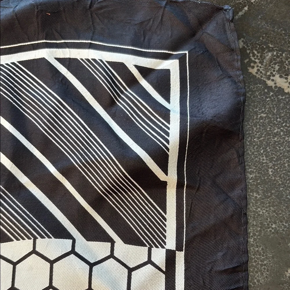 Vintage Paul Poiret Paris Black and White Geometric Scarf
